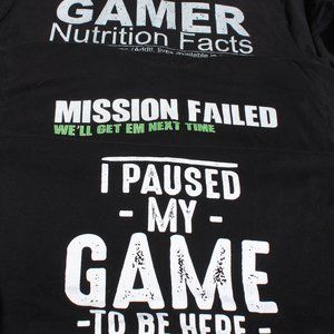 3 x Men's Gamer T-Shirts - Black - Size Large